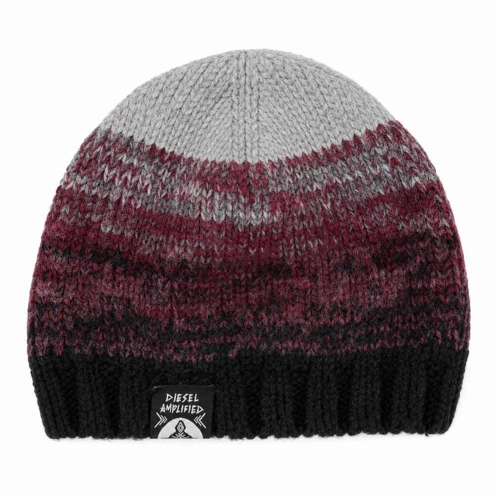Vintage Y2K Diesel Beanie Amplified Alpaca Wool Ombre Knit Black Burgundy Grey